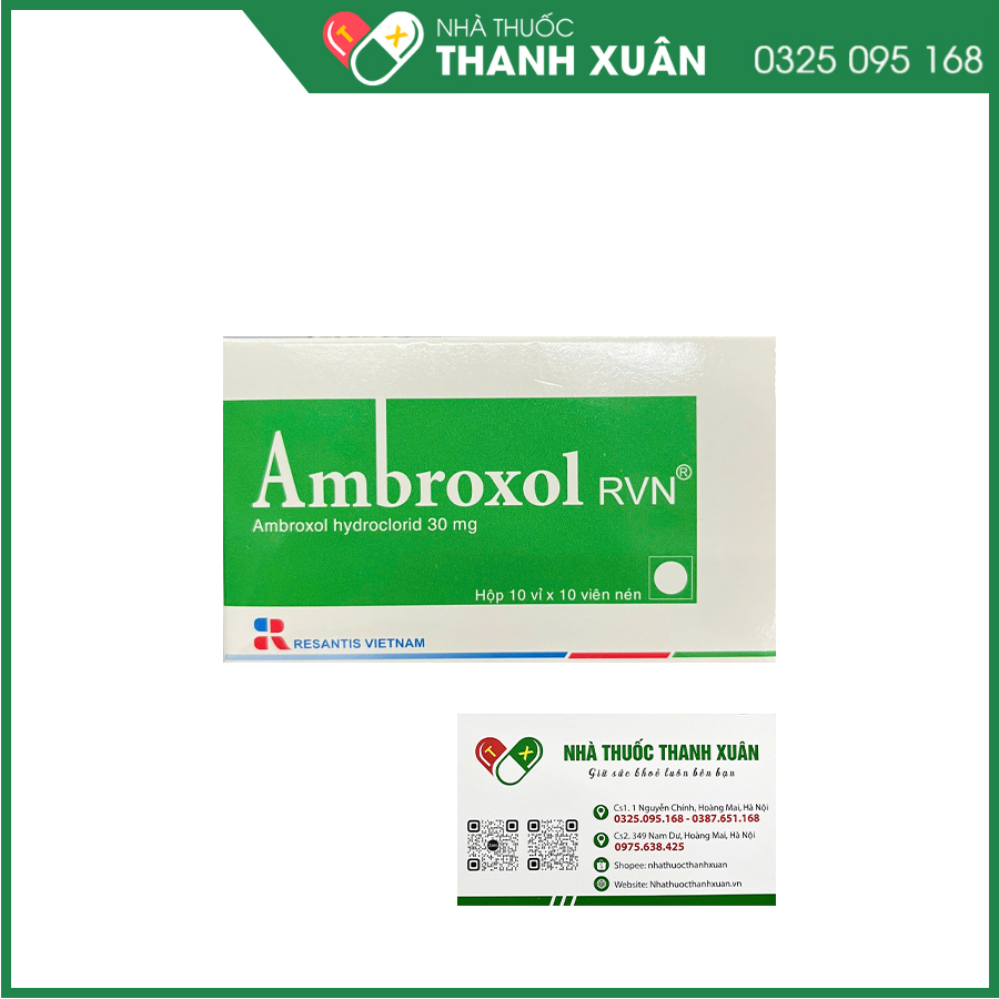 Ambroxol RVN thuốc giúp làm loãng và tống đờm trong các bệnh hô hấp có tăng tiết dịch